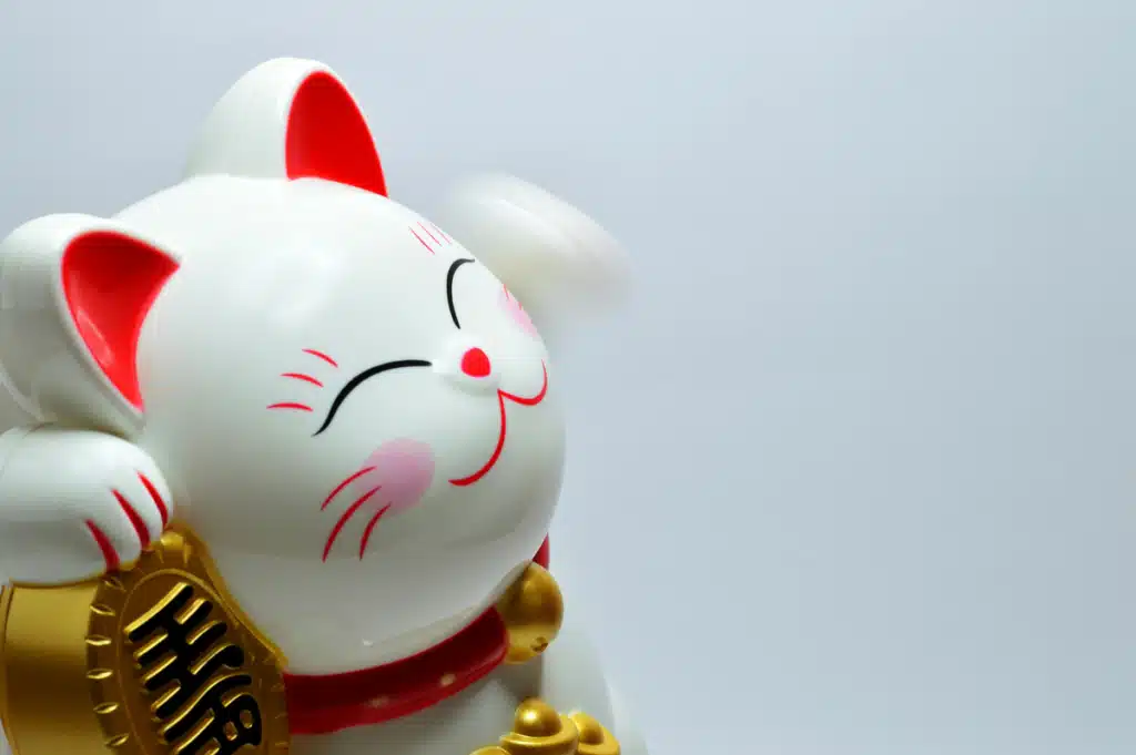 A Chinese waving cat, for good luck.