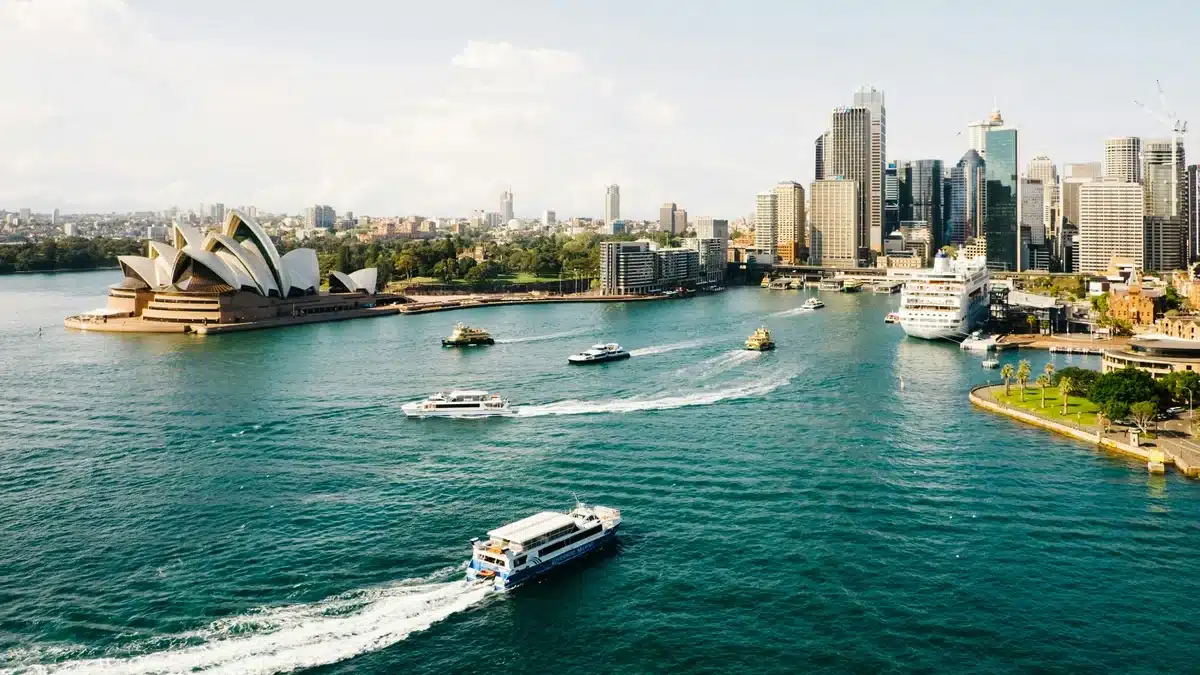 Sydney Harbour, a major port for cheap shipping to Australia from USA.