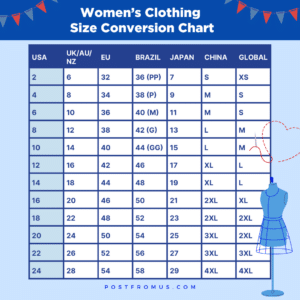 international woman's clothing size conversion chart